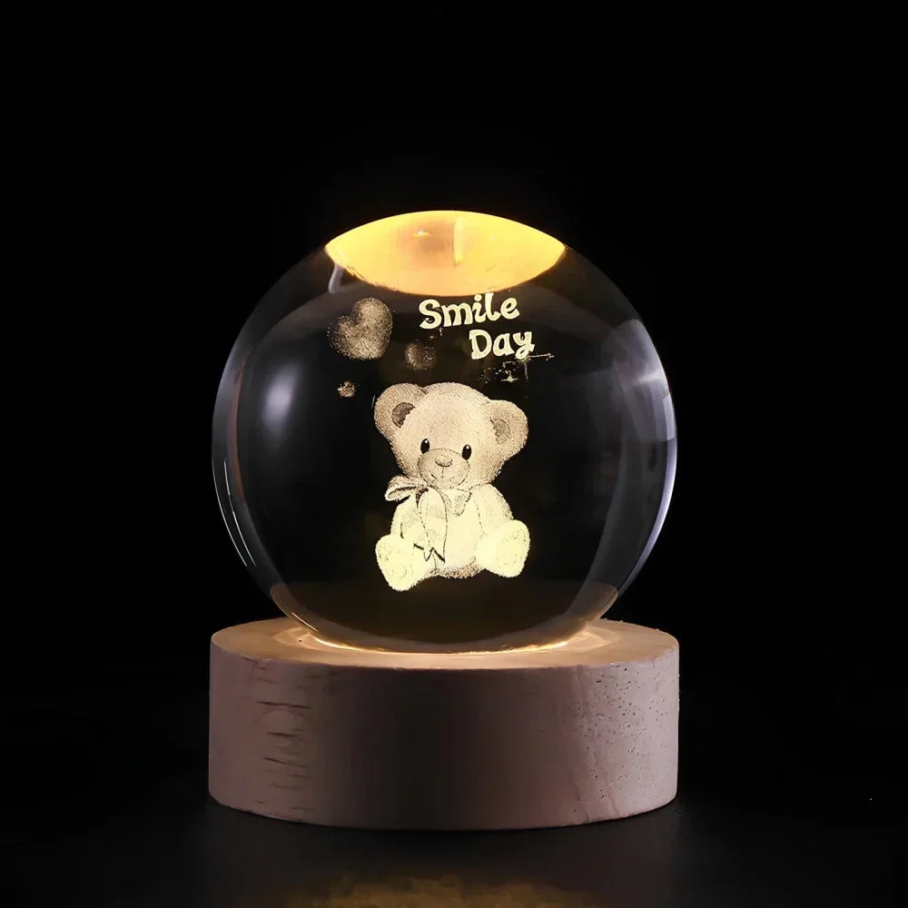 Cosmic Crystal Ball Night Light with LED Color Display | 25 Space Designs | USB Powered Galaxy Sphere Lamp for Bedroom, Living Room & Gift | Thomler