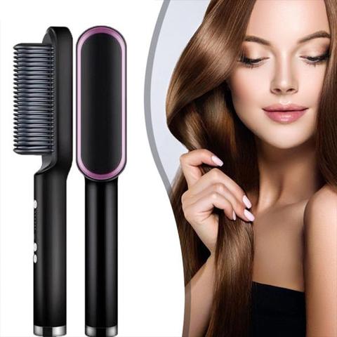 Heated Straightening Brush Comb for Silky Smooth Hair Styling with Ionic Technology 5 Heat Settings for All Hair Types Quick Salon Results | Thomler