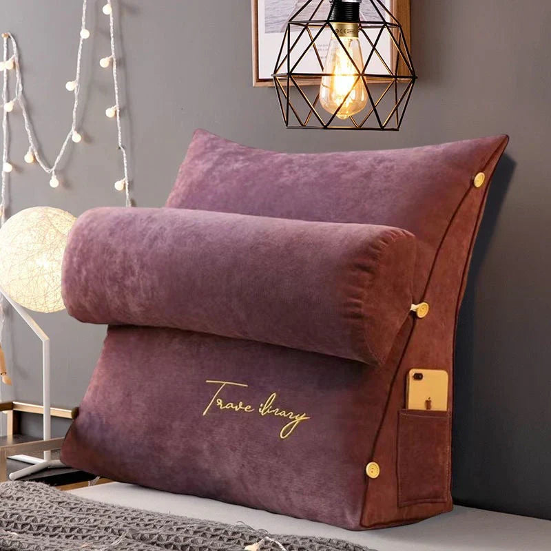 Back Support Cushion Spandex 45.0 cm Reading Bed Sofa Ergonomic Wedge Pillow With Neck Support Side Pocket Adjustable | Thomler