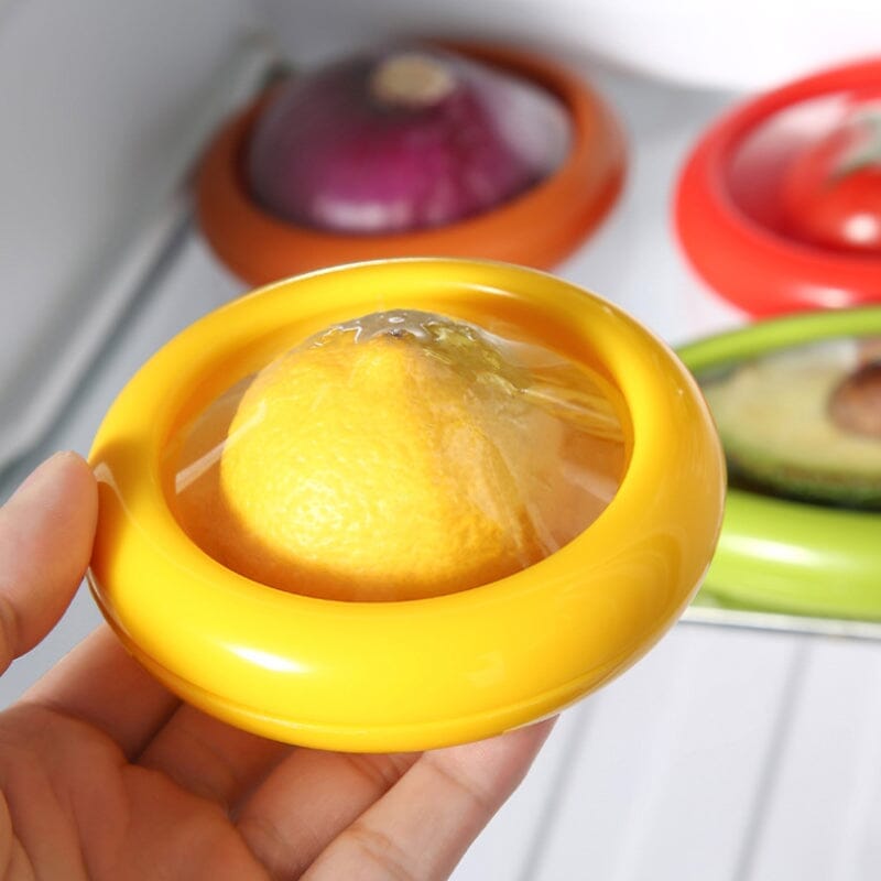 Stretch-Seal Half-Fruit Storage Containers with Snap-On Lids, Set of 4 Nesting Bins for Avocado Lemon Onion Tomato, BPA-Free Fresh Keeper | Thomler