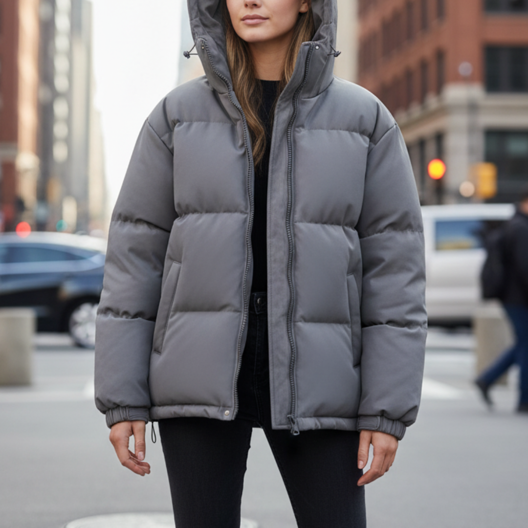 Hooded Puffer Jacket for Women – Water-Resistant Quilted Winter Coat with Side Pockets for Everyday Wear, Travel & Outdoor Activities | Thomler
