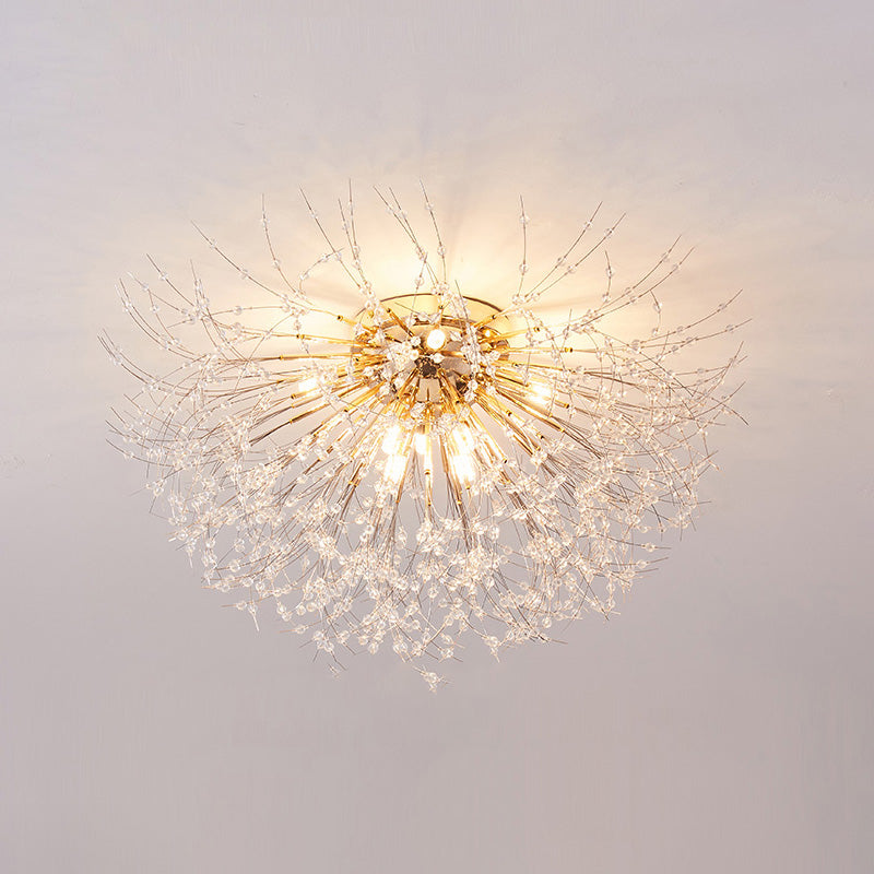 Ceiling Light Metal Crystal 15.7 in Flush Mount Bedroom Hallway Dandelion Design Decorative Lighting | Thomler