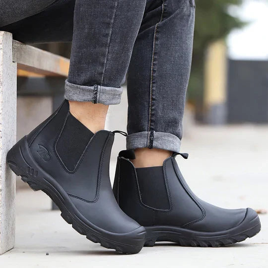 Steel Toe Work Boots with Orthopedic Support for Construction & Warehouse | Anti-Slip Oil-Resistant Safety Footwear for Long Shifts | Thomler