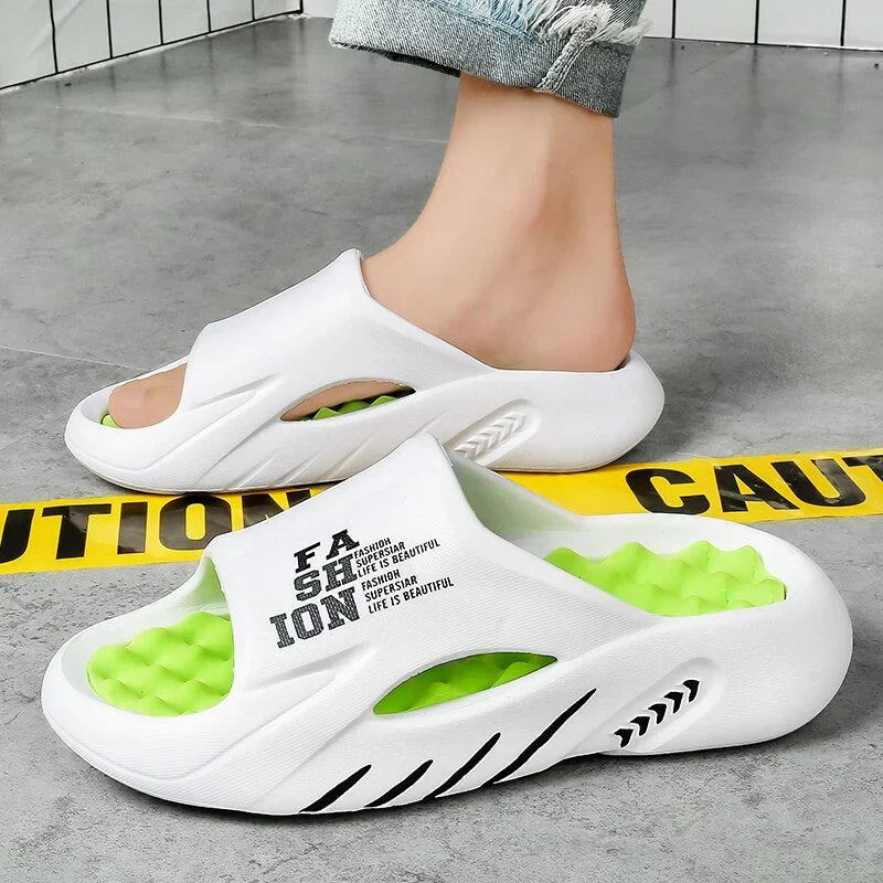 Cushioned Arch Support Slide Sandals for Women & Men with Textured Footbed Relief for Plantar Fasciitis Indoor Outdoor Open Toe Adjustable | Thomler
