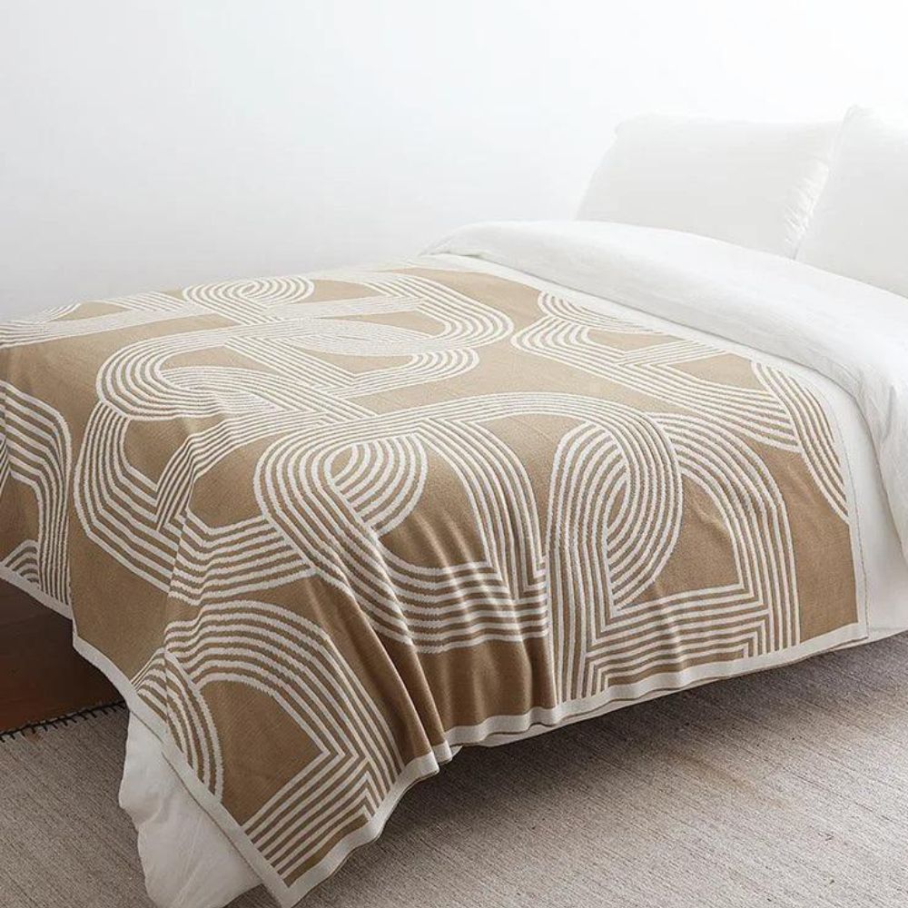 Reversible Geometric Knit Throw Blanket – Lightweight Microfiber for Couch, Bed & Decor | Thomler