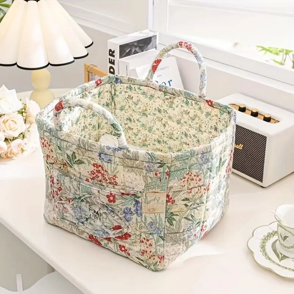 Fabric Storage Bin with Botanical Print – Collapsible Organizer for Closet, Shelf & Dresser – Lightweight Canvas Cube for Shoes, Linens & | Thomler