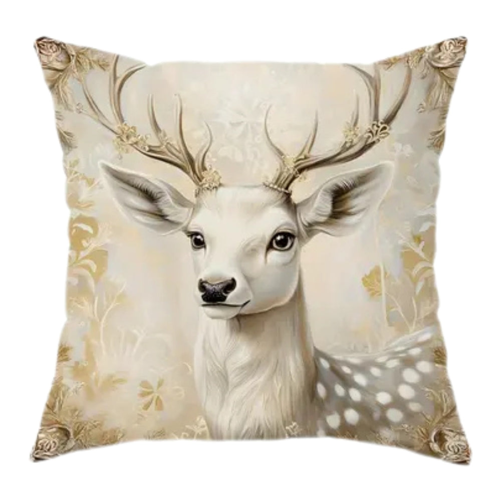 Holiday Throw Pillow Covers Set | Festive Velvet Decorative Cases with Santa, Reindeer & Tree Designs | 18x18 Inch Soft Zippered Cushion | Thomler