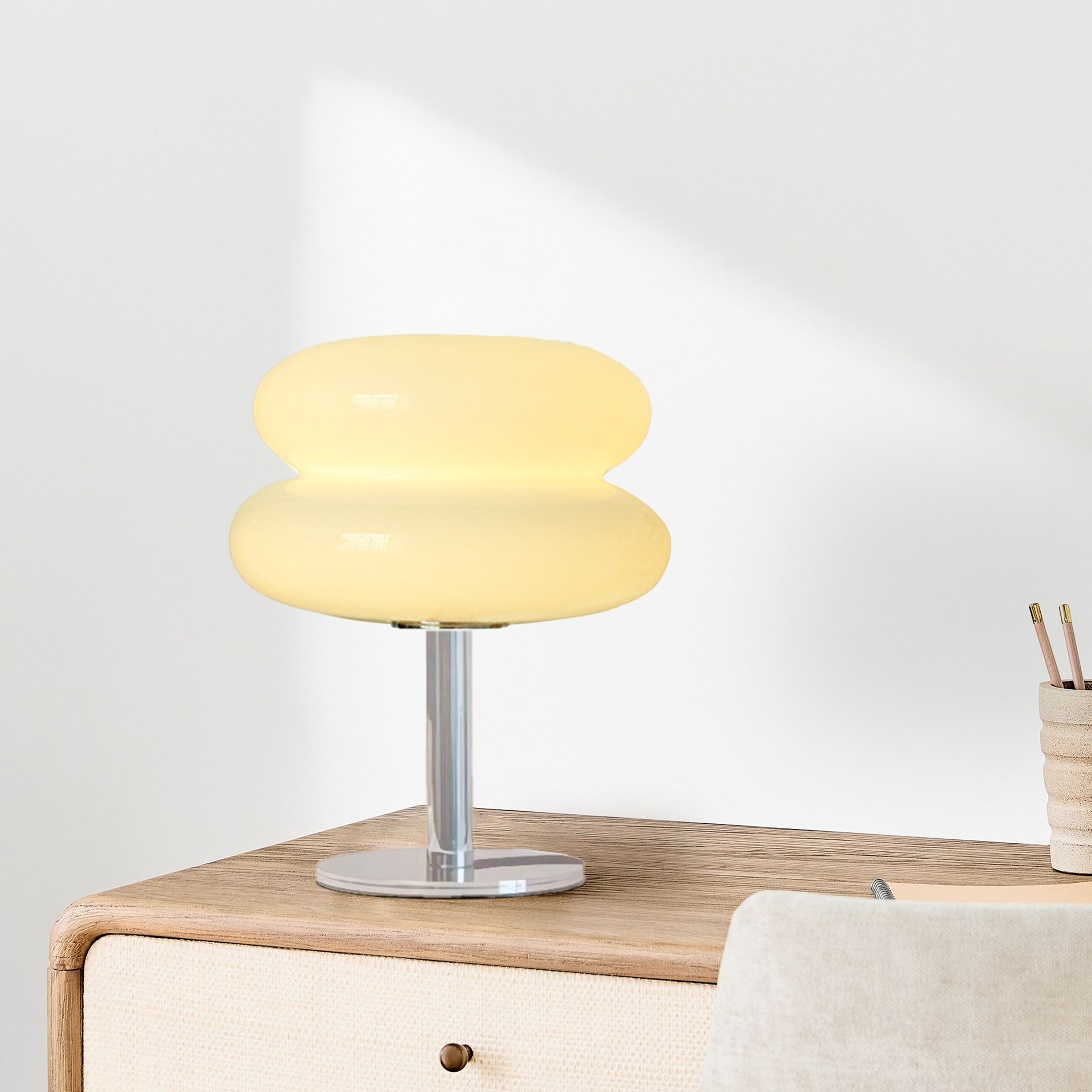 Table Lamp Glass 10 in White Jade Minimalist Bedroom Desk Accent Light | Thomler