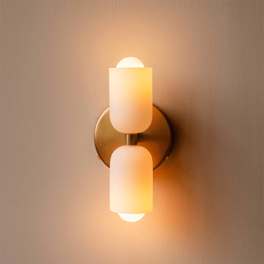 Dual-Beam Acrylic Wall Sconce with Warm Glow and Cream Diffuser for Living Room Hallway Bedroom Entryway | Thomler