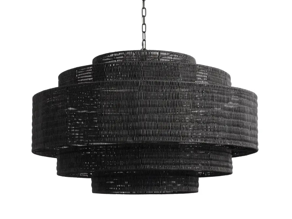 Woven Rattan Ceiling Chandelier with Layered Dome Shade – 28 or 40 Inch Natural Boho Pendant Light for Dining Room, Bedroom, Living Room | Thomler