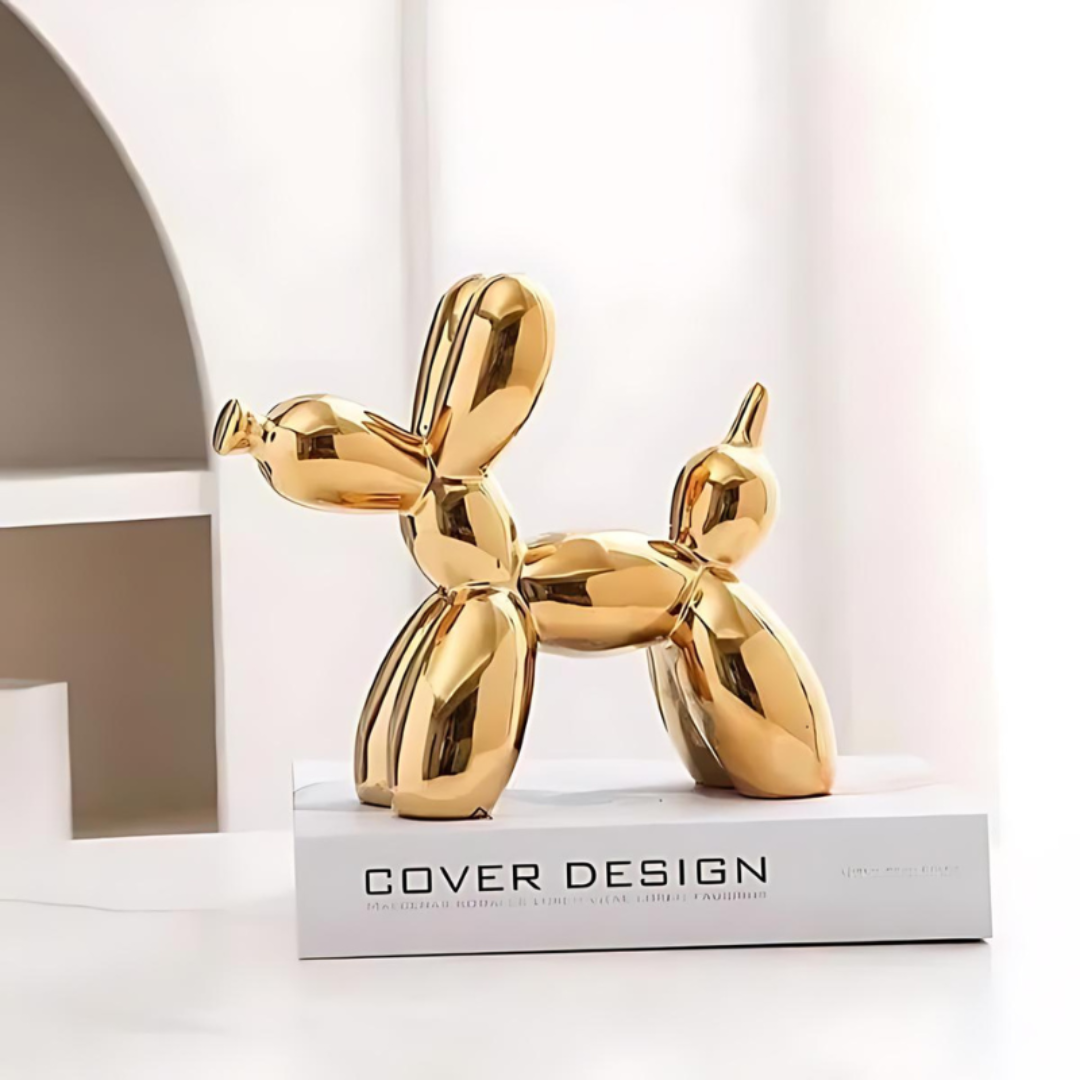 Ceramic Balloon Dog Sculpture – Glossy Tabletop Art Accent for Shelves, Mantels & Desks – Pop Art Style Home Decor Statement Piece | Thomler