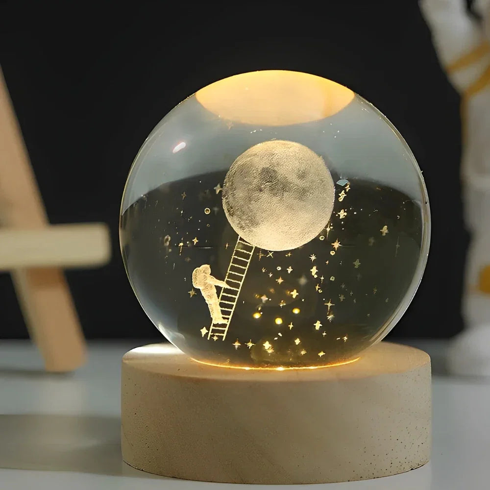 Cosmic Crystal Ball Night Light with LED Color Display | 25 Space Designs | USB Powered Galaxy Sphere Lamp for Bedroom, Living Room & Gift | Thomler