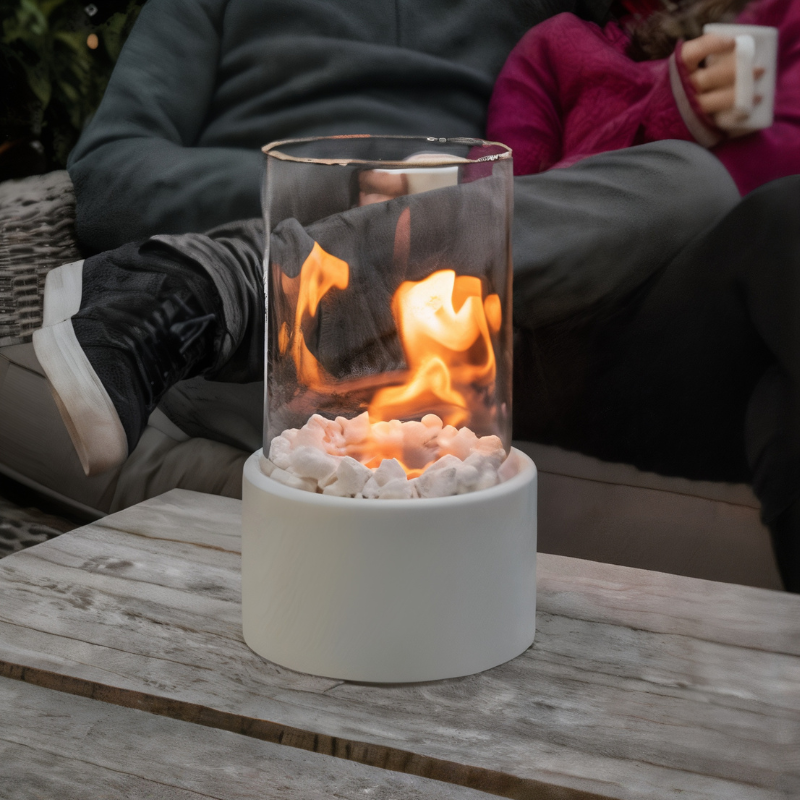 Tabletop Oil Lamp with Glass Chimney – Real Flame Ambient Lighting for Dinner Parties, Patios & Home Decor | Thomler
