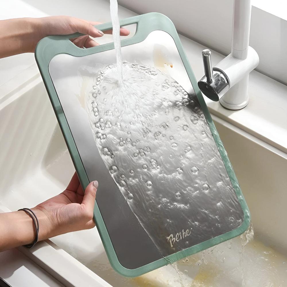Reversible Cutting Board with Stainless Steel & Rice Fiber Surfaces Plus Built-In Garlic Grater | Thomler
