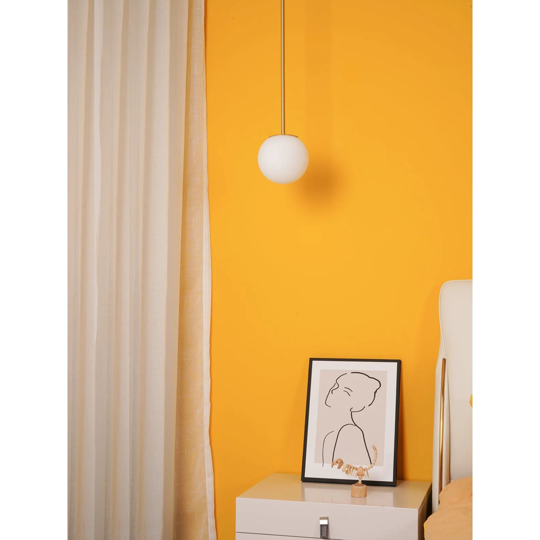 Pendant Light Brass Frosted Glass Globe Ceiling Hallway Dining Room Hanging Lamp Minimalist Scandinavian Modern Lighting | Thomler