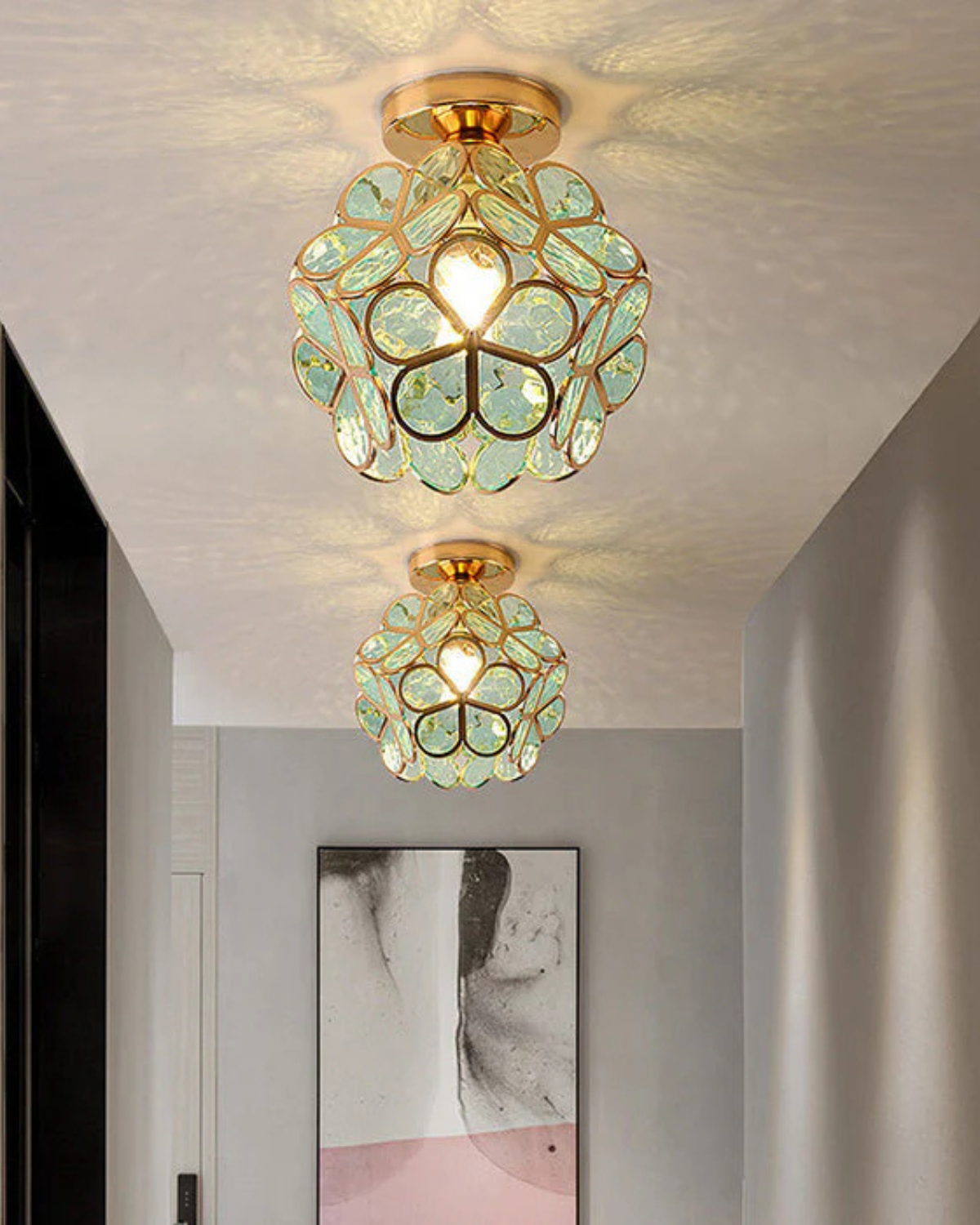 Ceiling Lamp Acrylic 20.0 cm (7.9") Gold Hallway Bedroom LED Floral Flush Mount Light Fixture | Thomler