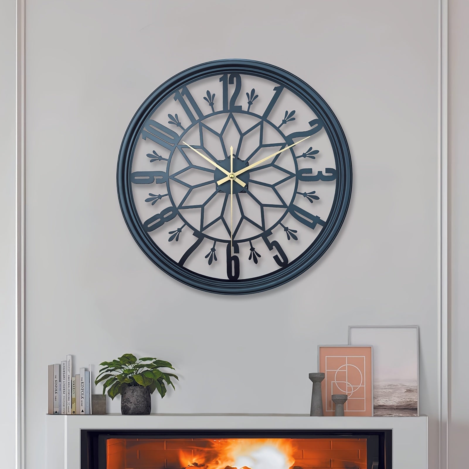 Retro Metal Wall Clock Silent Quartz Movement Industrial Home Office Decor No Ticking Quiet Battery Operated Vintage Handcrafted Look Living | Thomler