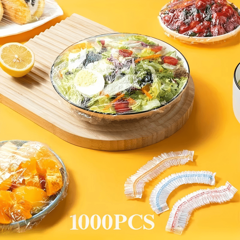 Stretchy Food Storage Covers for Plates & Bowls – 1000-Pack Disposable PE Lids for Kitchen, Fridge & Meal Prep | Thomler