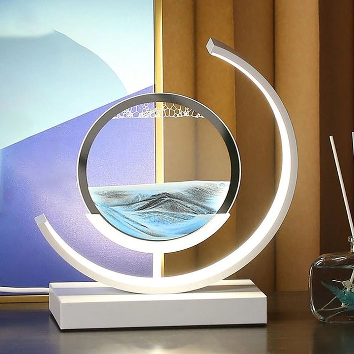 Rotating Sand Art LED Table Lamp | Mesmerizing 3D Liquid Motion Desk Light with Acrylic Frame | Modern Accent Lamp for Bedroom Living Room | Thomler