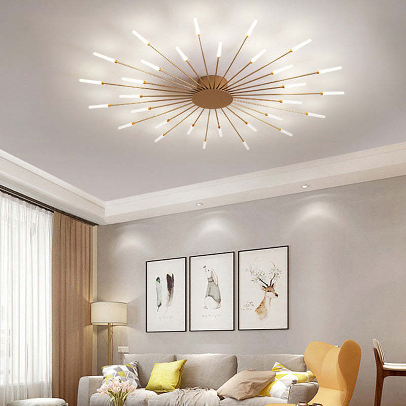 Starburst Flush Mount Ceiling Light Black Gold Modern Firework LED Fixture Bedroom Living Room Natural White Hardwired Indoor | Thomler
