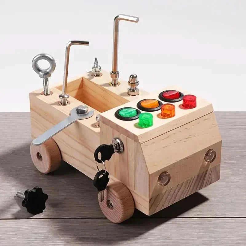 Busy Board Wooden LED Activity Toy Fine Motor Skills Independent Learning Montessori Sensory Play For Children | Thomler