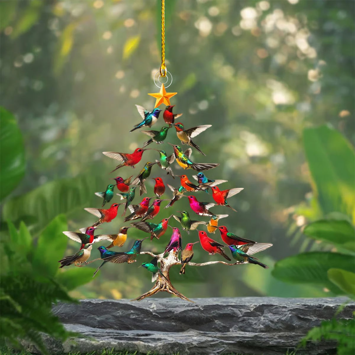 Crystal Bird Christmas Ornament with Star Hanger for Holiday Decoration and Tree Accent | Thomler