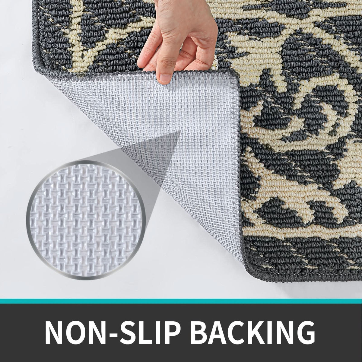 Entryway Mat with Non-Slip Rubber Backing – Low Profile Door Mat for Indoor Use – Traps Dirt & Moisture – Machine Washable | Thomler