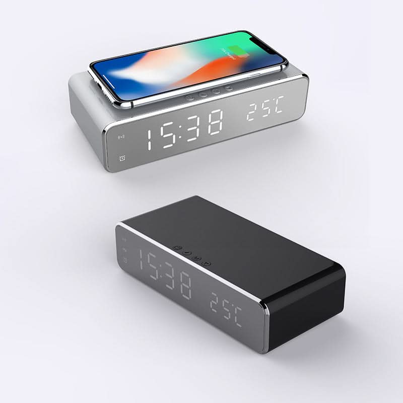 Nightstand Alarm Clock with Qi Wireless Charging Pad – Jumbo LED Display for Bedroom – Sleek Design for Desk or Bedside | Thomler