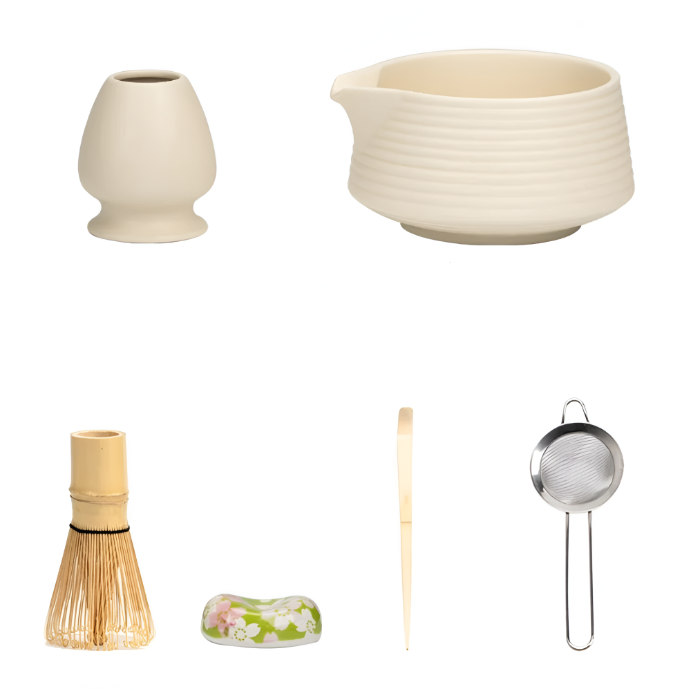 Complete Ceremonial Tea Whisk Set with Ceramic Bowl – 8-Piece Japanese Preparation Kit with Bamboo Tools & Stainless Strainer for | Thomler