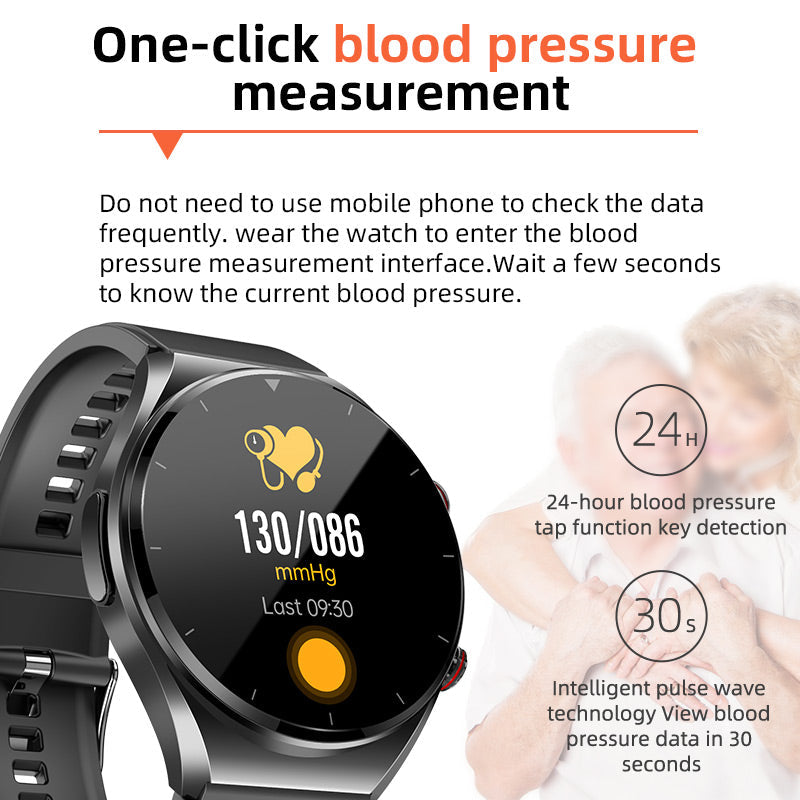 Health Smartwatch with Blood Glucose Monitor ECG Heart Rate Tracker Blood Pressure Sensor for Fitness Wellness Daily Use Men Women | Thomler