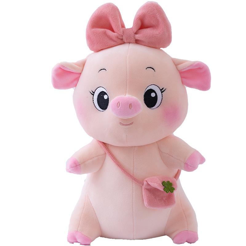 Adorable Pig Stuffed Animal Soft Plush Toy with Bow or Leaf Detail 20 Inch Huggable Companion for Kids Toddlers Adults Bedroom Decor | Thomler