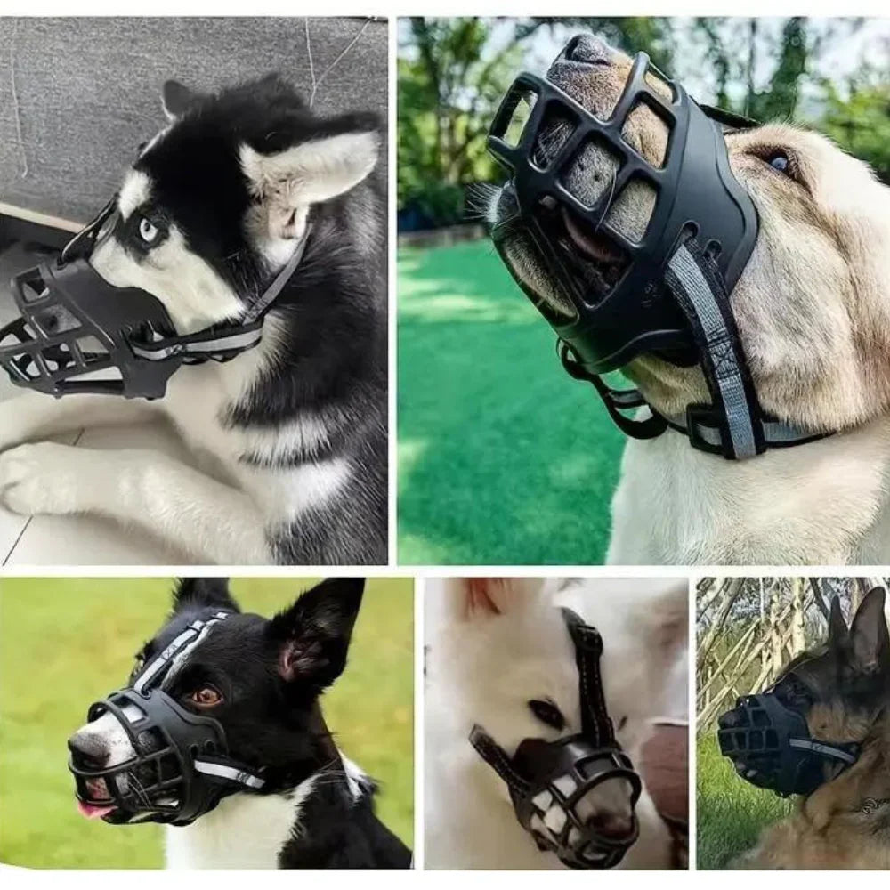 Breathable Mesh Dog Muzzle with Adjustable Straps for Training, Grooming & Safe Walks | Anti-Bite Pet Guard for Small to Large Dogs | Thomler