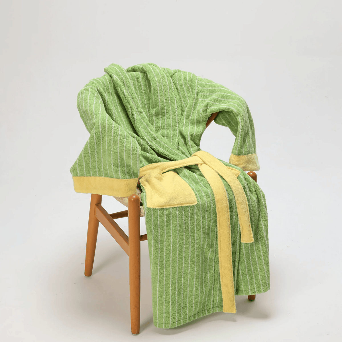 Organic Cotton Striped Terry Robe for Women – Soft Jacquard Loungewear Bathrobe with Coordinated Two-Tone Colors for Everyday Comfort | Thomler