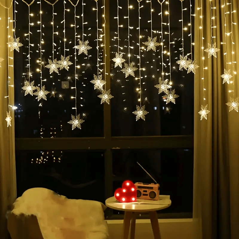 Snowflake String Lights | USB-Powered Holiday Decor with Multi-Color Glow | 13 ft Festive Strand for Christmas Tree, Window & Banister | Thomler