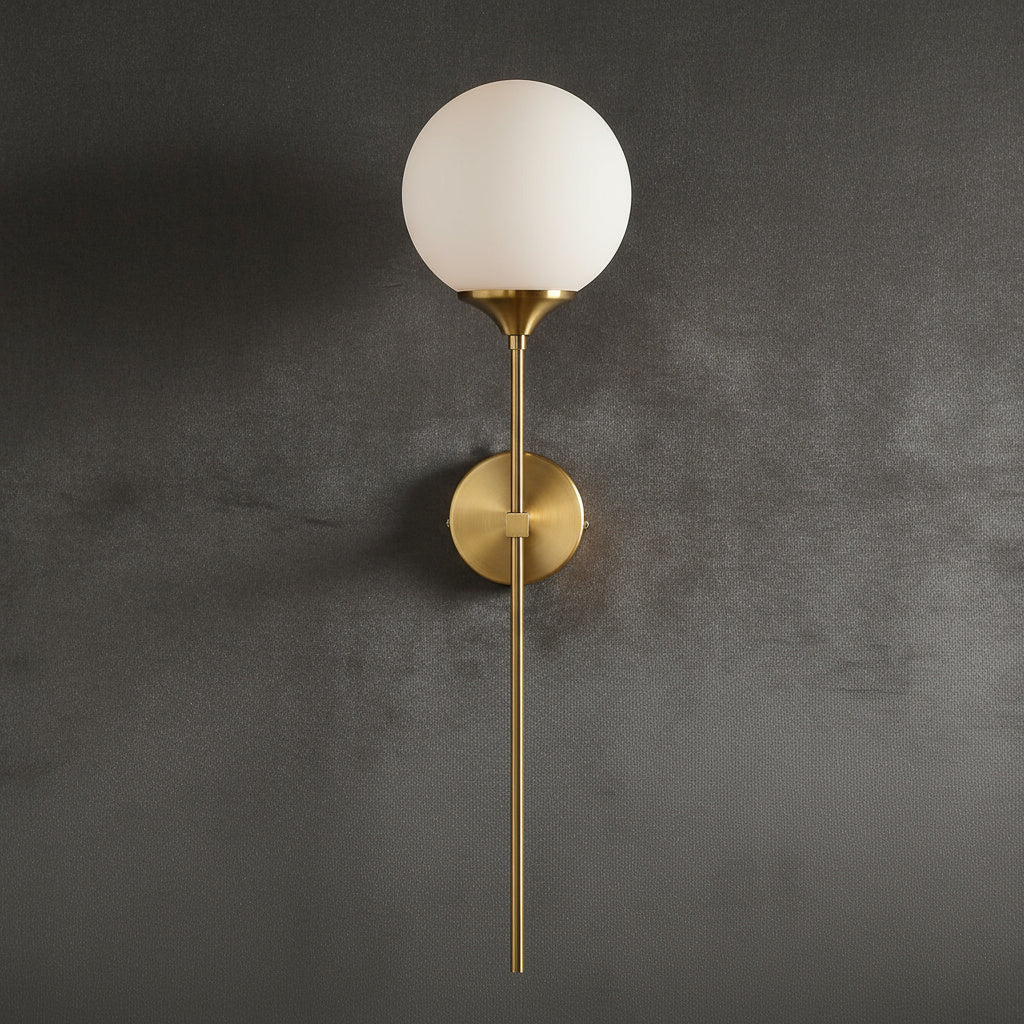 Glass Wall Light Fixture with Gold Metal Base – Ambient Lighting for Bedroom, Living Room & Hallway – 4 Shade Colors | Thomler