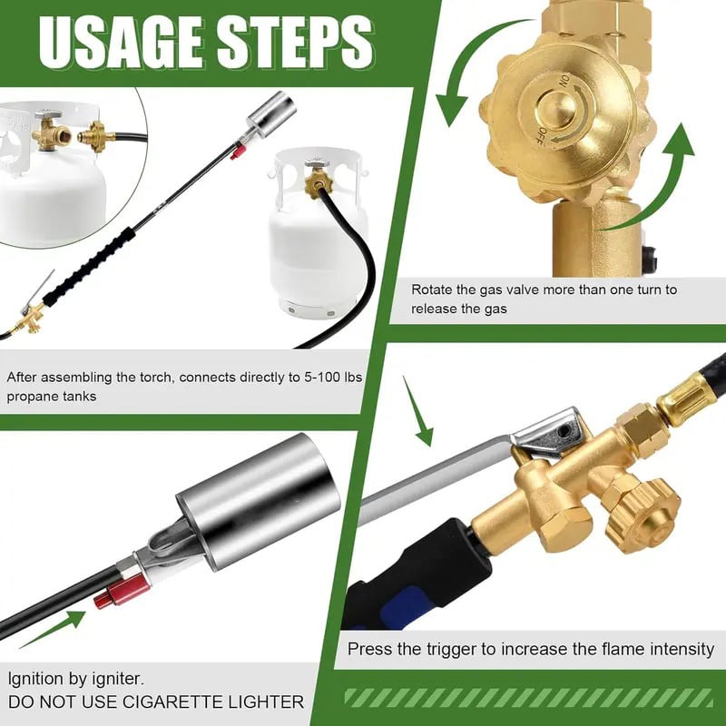 Weed Burner Propane 30.0 mm Nozzle Garden Driveway Patio Weed Removal Torch Self Ignition Heat Tool | Thomler
