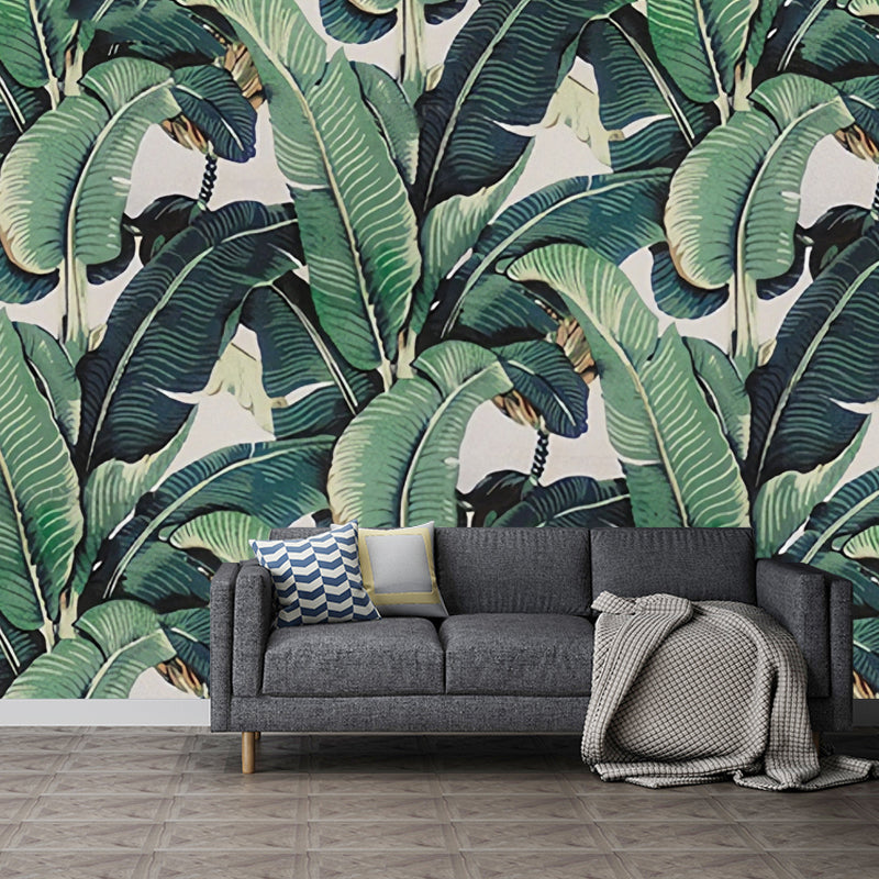 Tropical Banana Leaf Wall Mural Decal Peel and Stick Removable Wallpaper for Living Room Bedroom Kitchen Custom Size Green Plant Wall | Thomler