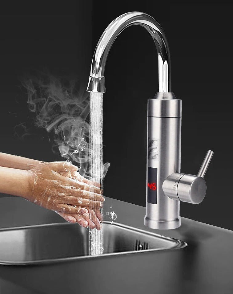 Instant Hot Water Faucet with Digital Temperature Display – Touchless Sensor Kitchen Tap, 3000W Electric Water Heater, Stainless Steel | Thomler