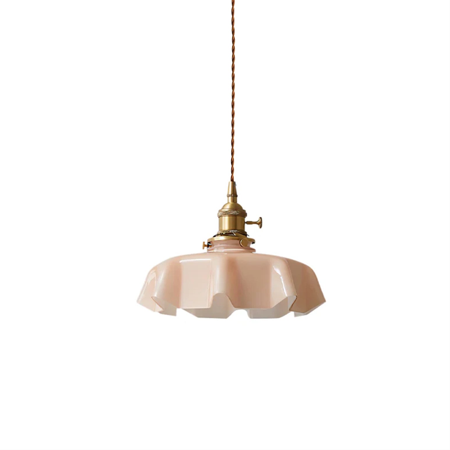 Ceramic Pendant Light 9.8 in x 5.1 in Adjustable Ceiling Indoor White Beige Pink Blue Vintage Lampshade | Thomler