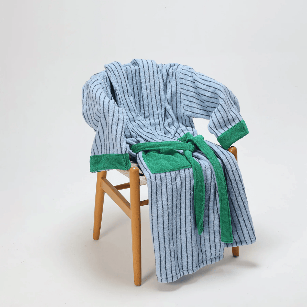 Organic Cotton Striped Terry Robe for Women – Soft Jacquard Loungewear Bathrobe with Coordinated Two-Tone Colors for Everyday Comfort | Thomler