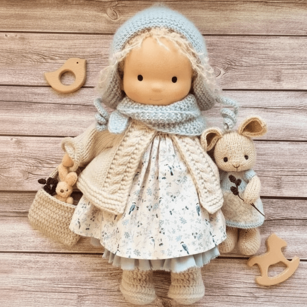 Handmade Cotton Waldorf Doll – Soft Cloth Baby Doll for Toddlers & Preschoolers – Natural Fabric Stuffed Toy for Imaginative Play, Sensory | Thomler