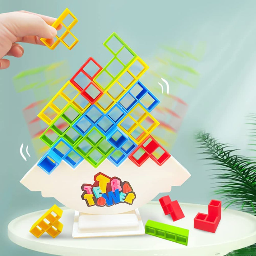 Stacking Block Balance Game with Tetris-Style Pieces for Family Game Night, Party Entertainment & Skill Building | Thomler