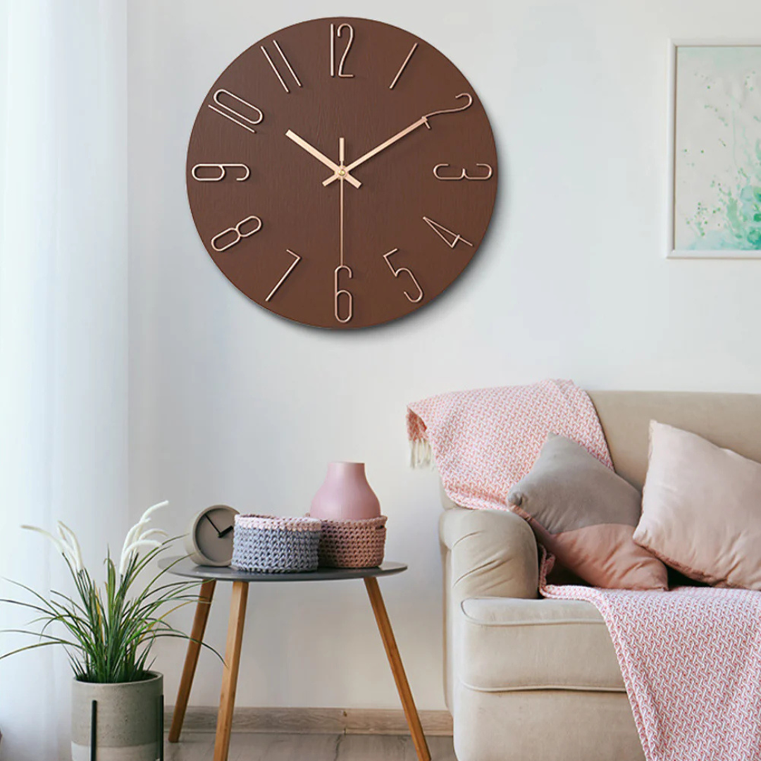 12-Inch Quartz Wall Clock – Minimalist Round Design for Home, Office, Bedroom & Kitchen – Silent Non-Ticking Battery Operated | Thomler