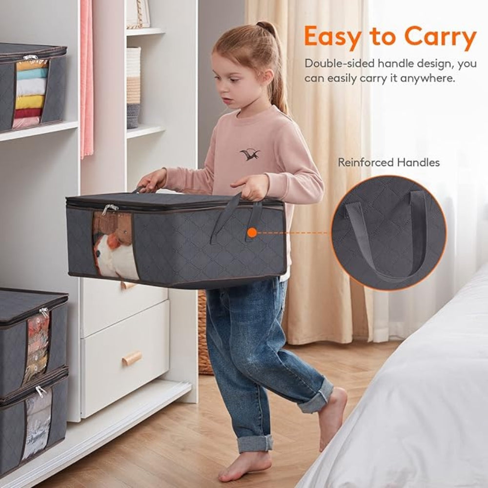 Foldable Garment Organizer with Clear Window & Handles for Closet Bedroom Dorm Storage Large Capacity Space Saver Bin | Thomler