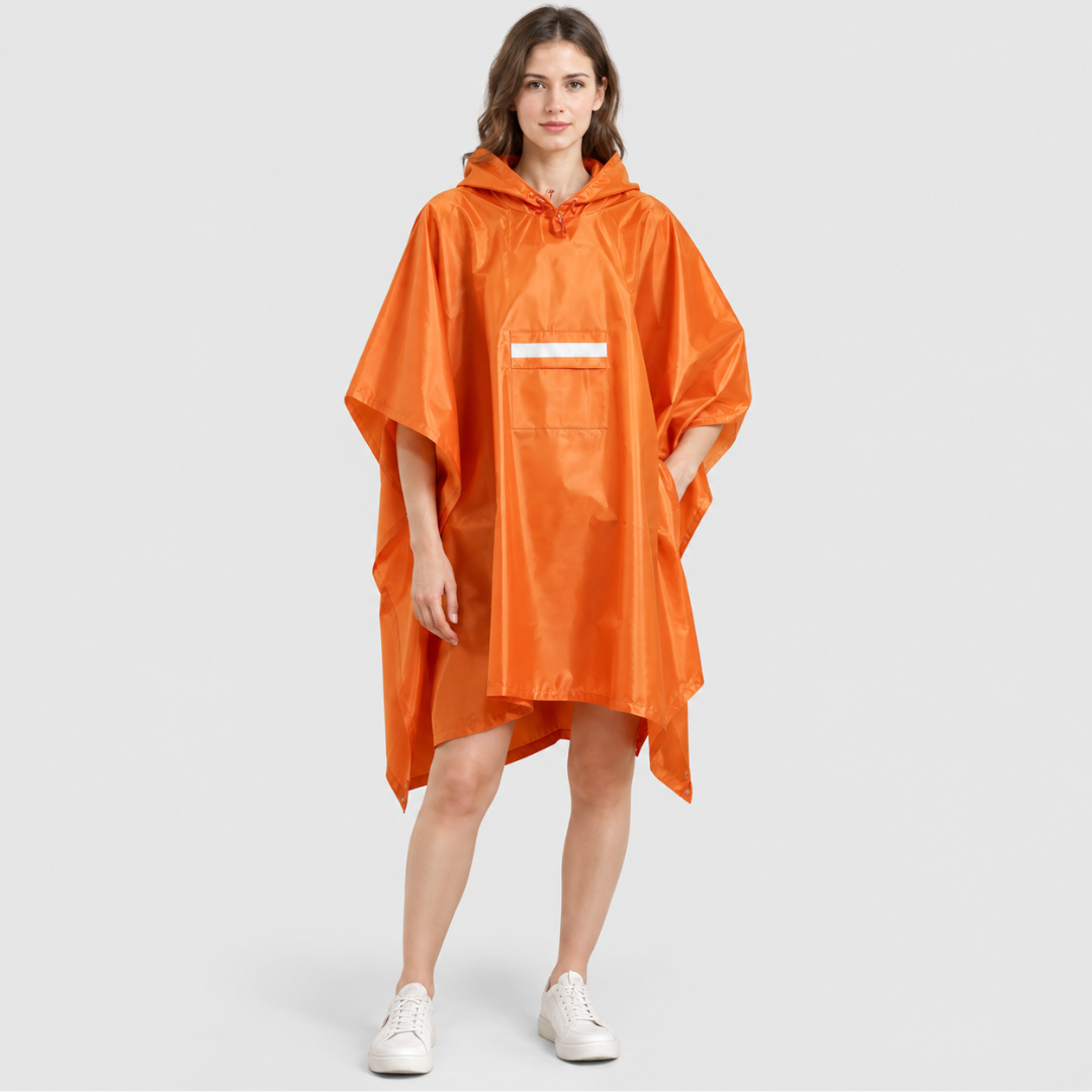 Oversized Waterproof Rain Poncho with Adjustable Hood & Storage Pouch for Hiking & Festivals | Thomler