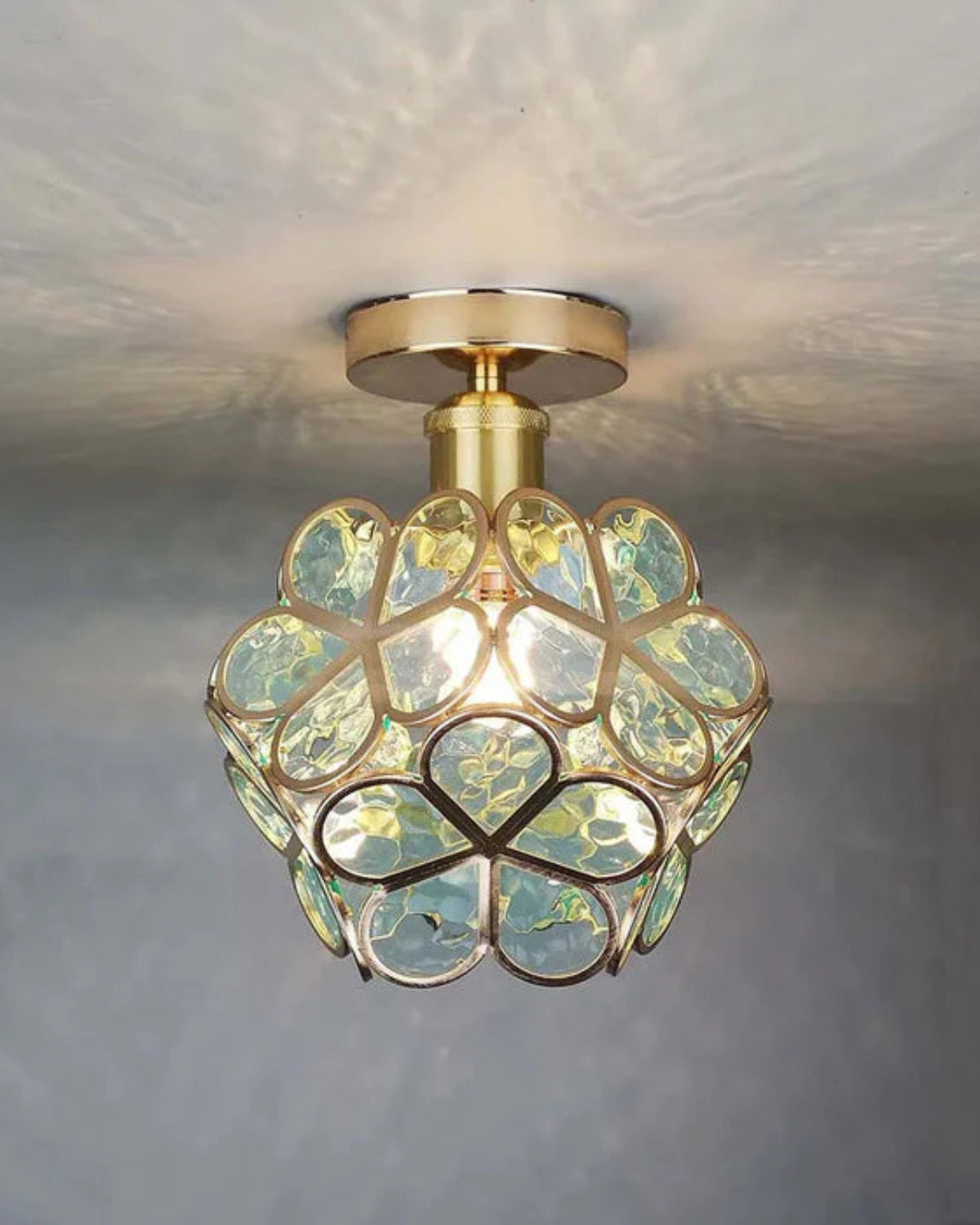 Ceiling Lamp Acrylic 20.0 cm (7.9") Gold Hallway Bedroom LED Floral Flush Mount Light Fixture | Thomler