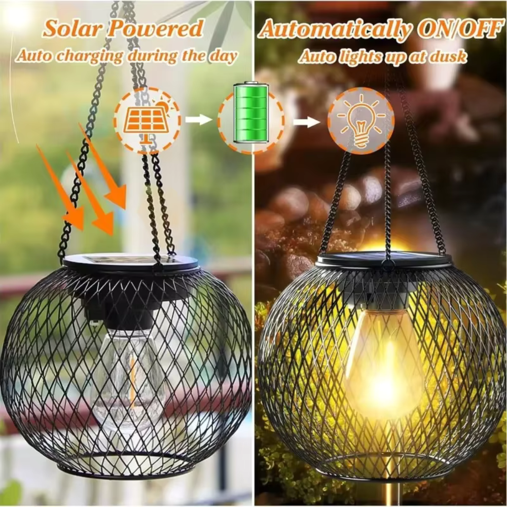 Rechargeable Hanging Garden Lamp with Twilight Auto-On – Battery-Free LED Glow for Patio & Yard | Thomler