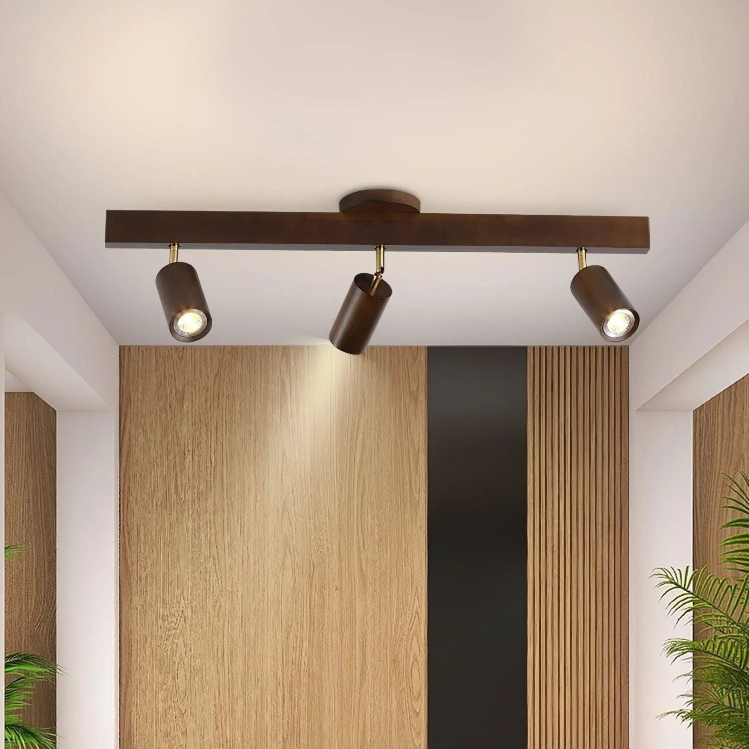 Ceiling Track Light Wood 60.0 cm Adjustable LED Spotlights Living Room Kitchen Hallway Modern Lighting | Thomler