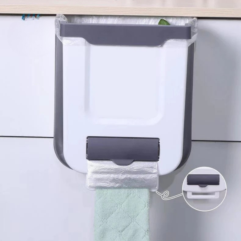 Over-Cabinet Door Waste Bin Organizer – Space-Saving Collapsible Kitchen Trash Holder for Countertop Prep & Cleanup | Thomler