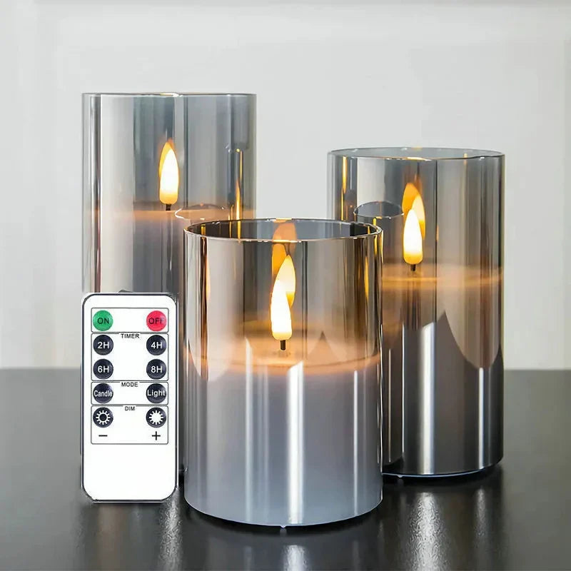 Flameless LED Pillar Candles with Remote Control & Timer – 3-Piece Set, Realistic Flickering Flame Effect for Living Room, Bedroom, Dining | Thomler